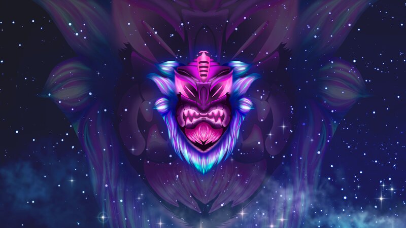 Purple Alien Mask — Dramatic