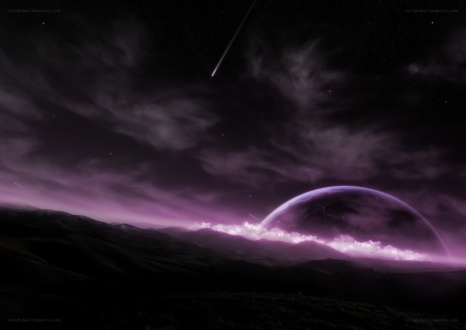 Purple alien planet landscape