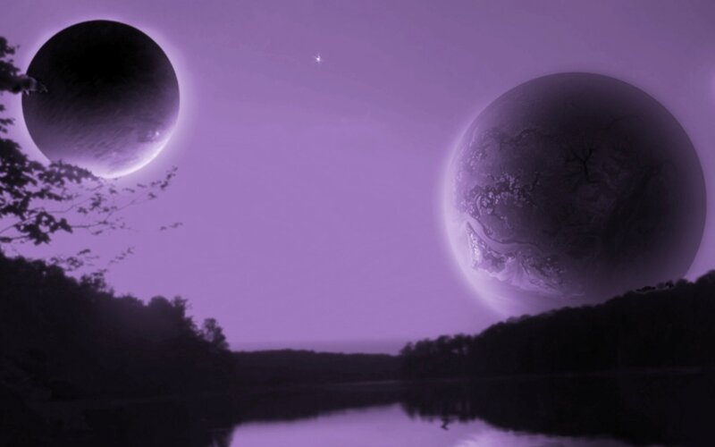 Purple alien sky landscape