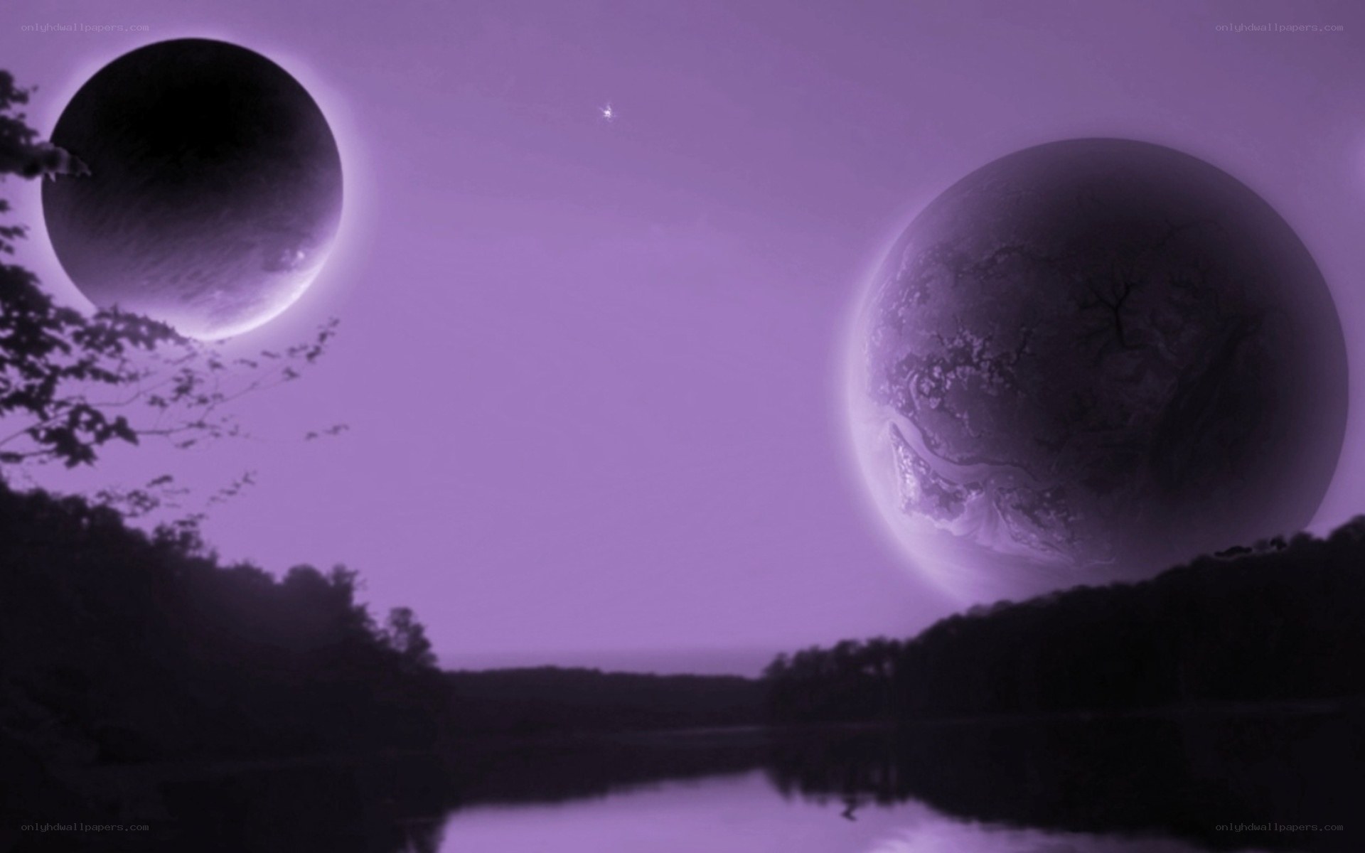 Purple alien sky landscape