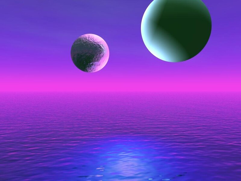 Purple alien sky with two moons