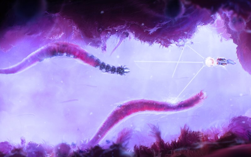 Purple alien worm creatures