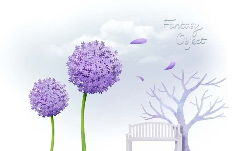 Purple Allium Flowers — Serene, Digital Art