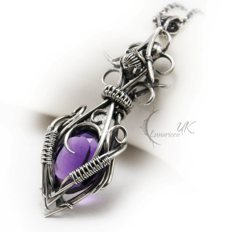 Purple Amethyst Pendant — Elegant, Photograph, Chain, Wire Wrapping