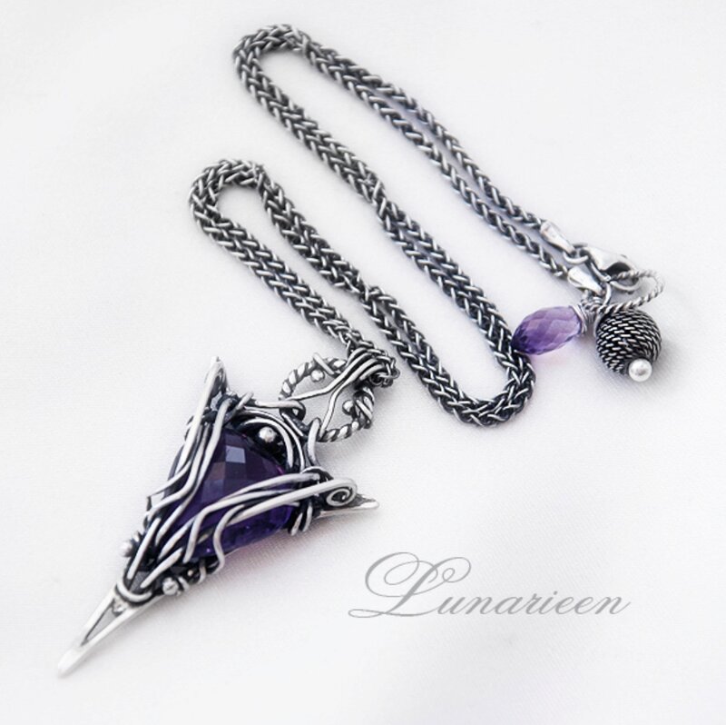 Purple Amethyst Pendant — Silver