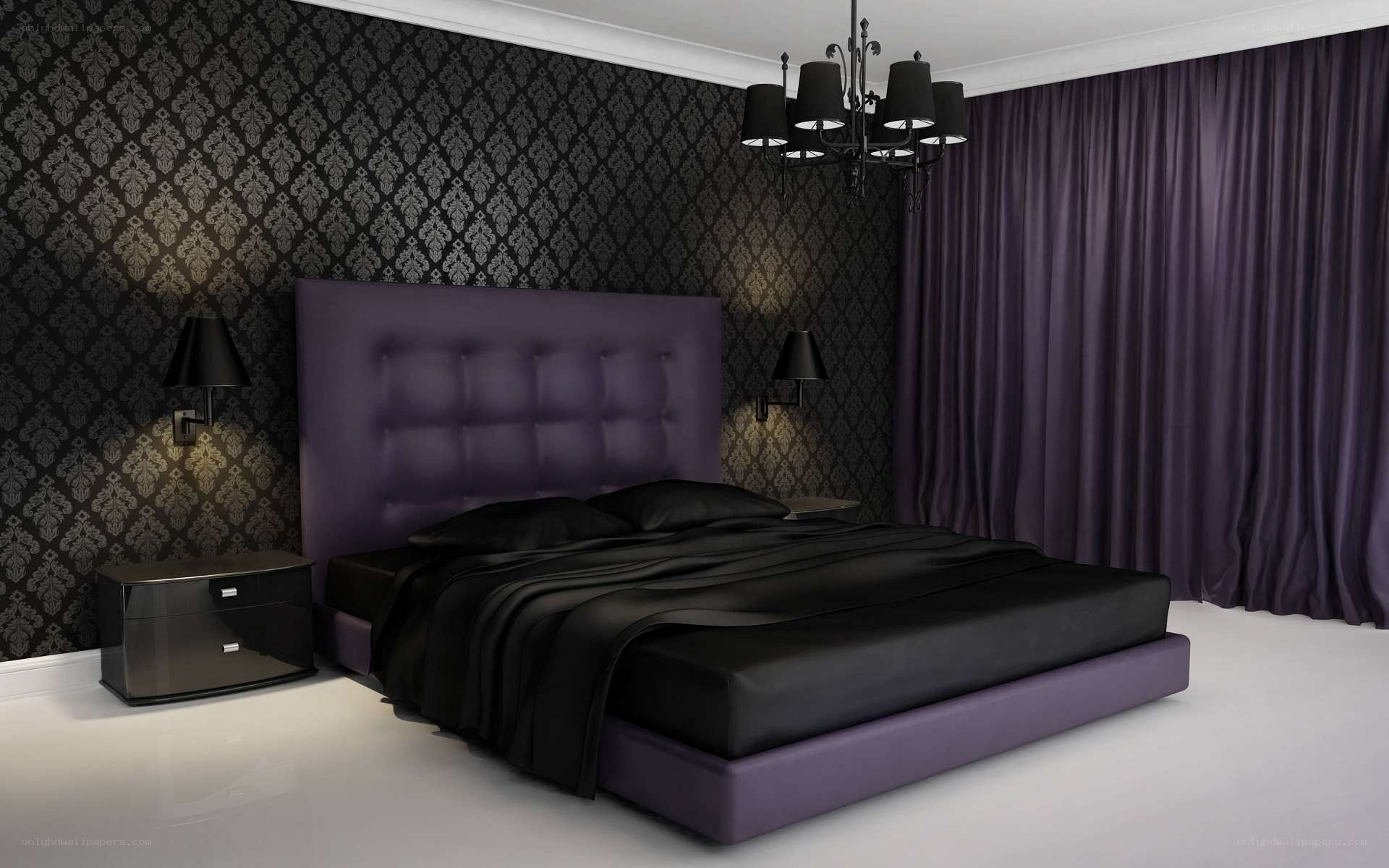 purple and black bedroom