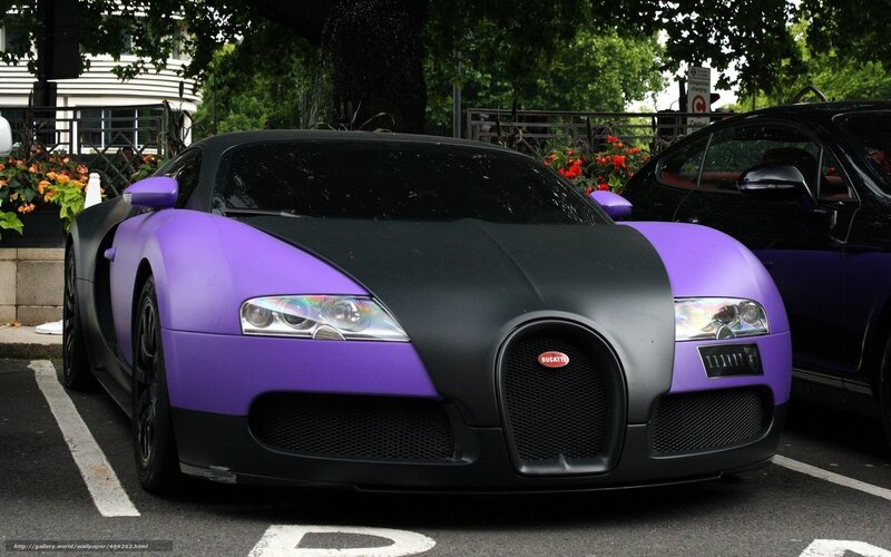 Purple and black Bugatti Veyron