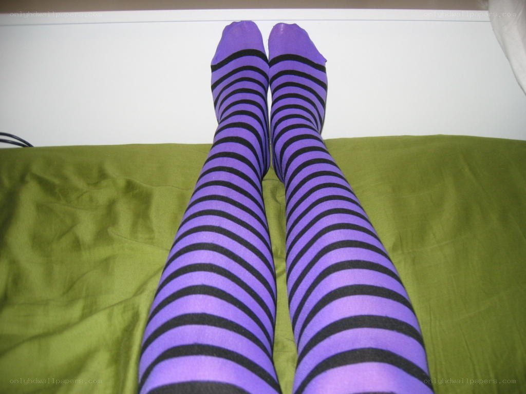 purple and black striped socks