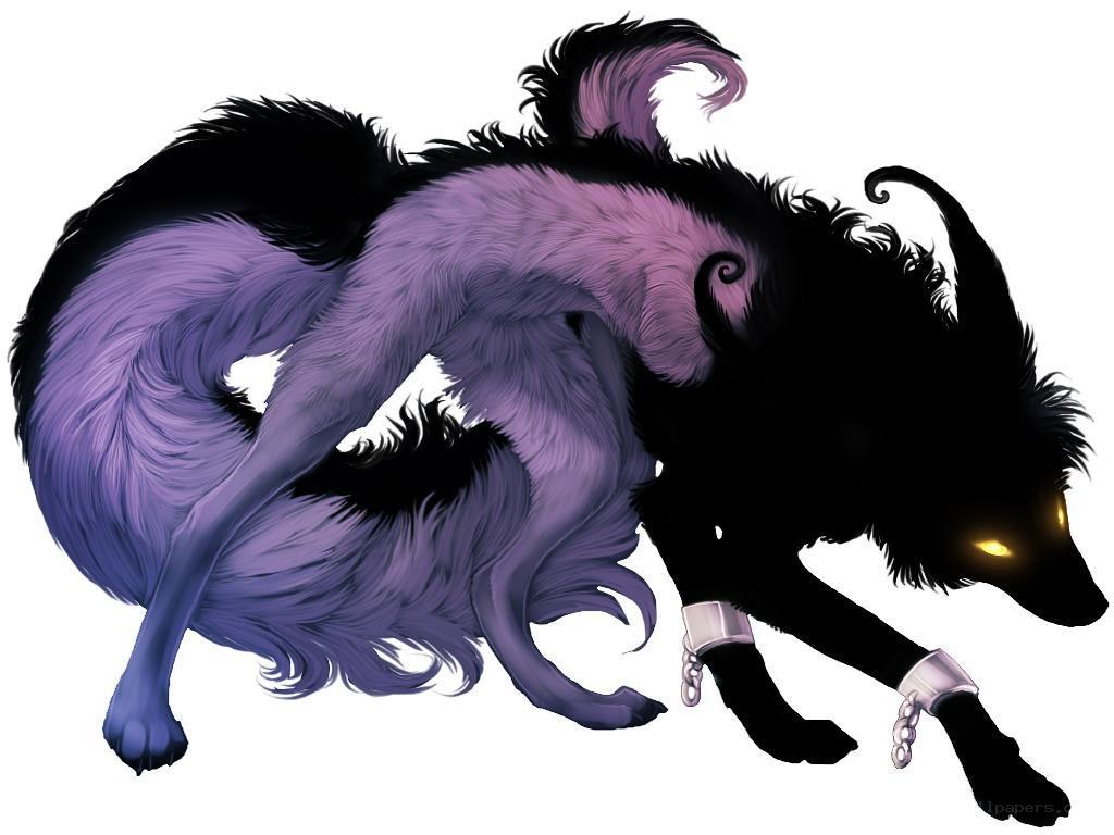purple and black wolf creature