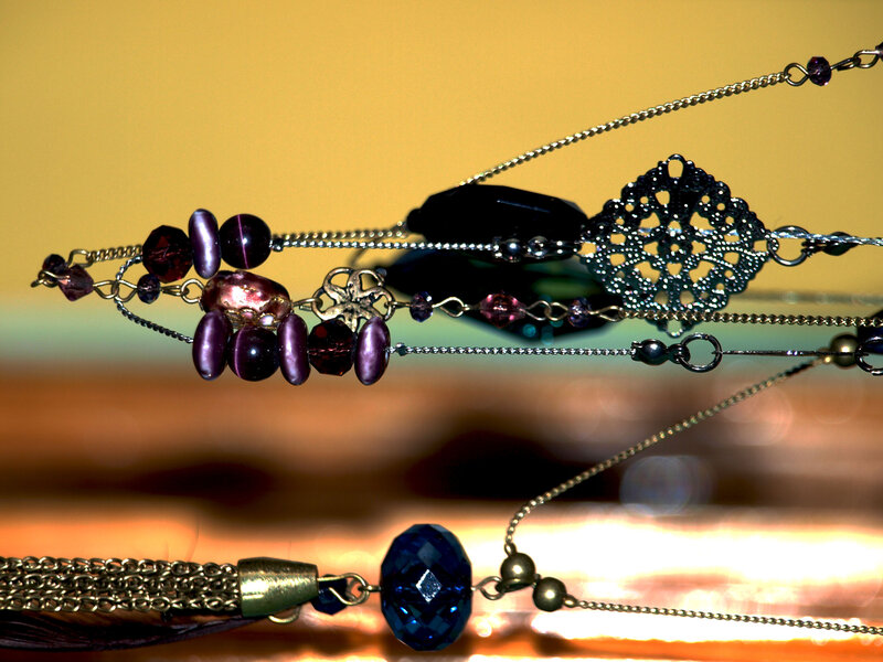 Purple and Blue Beaded Necklaces