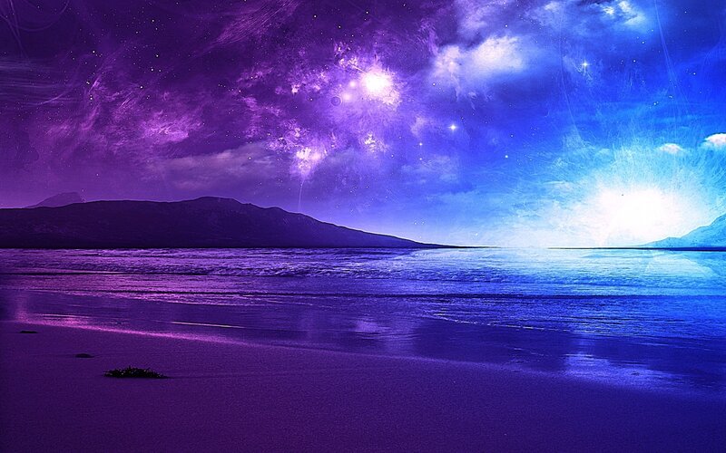 Purple and blue cosmic beach