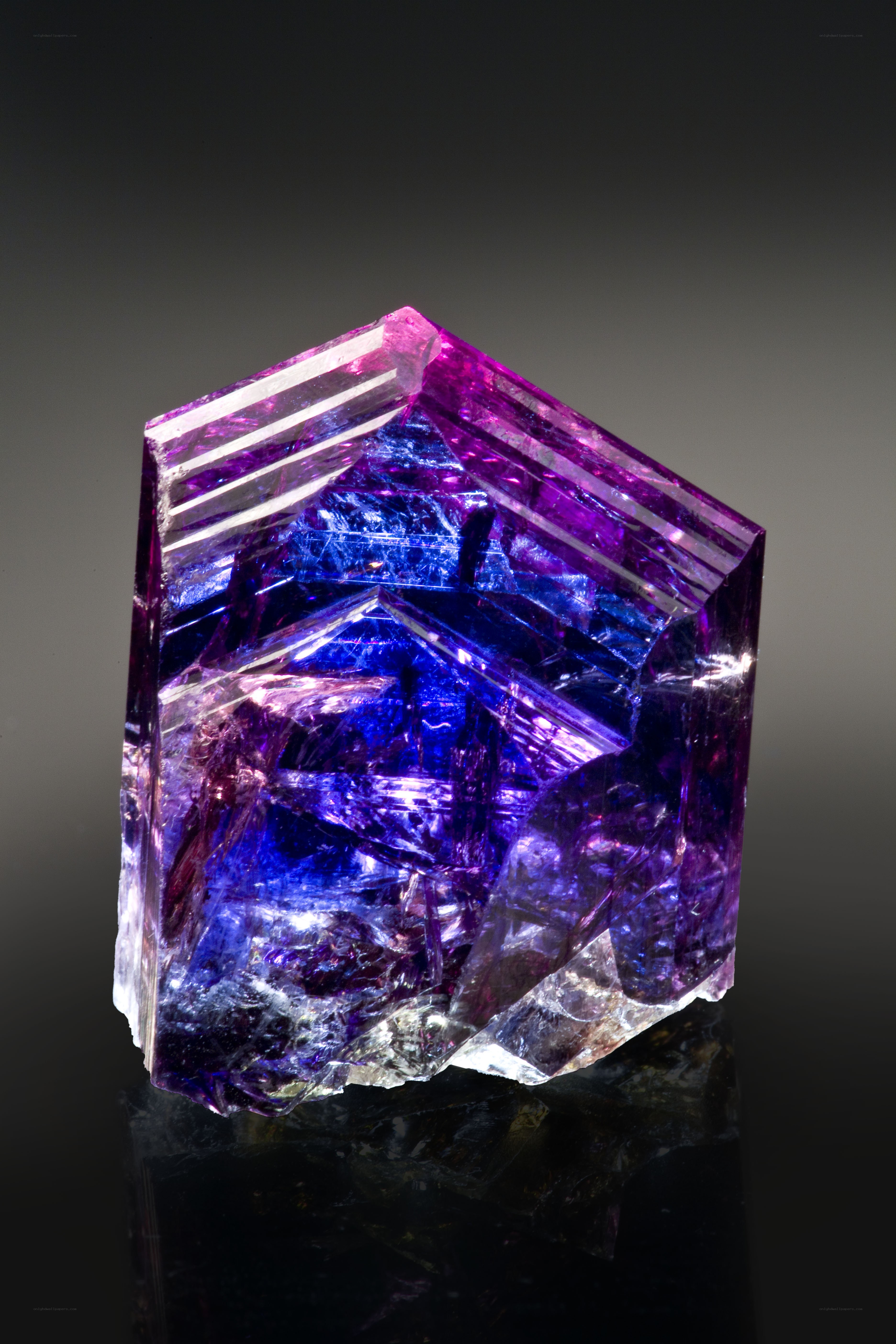 Purple and blue crystal specimen