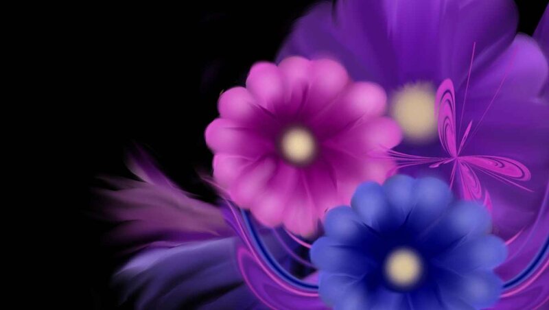 Purple and Blue Flowers — Dreamy, Digital Art