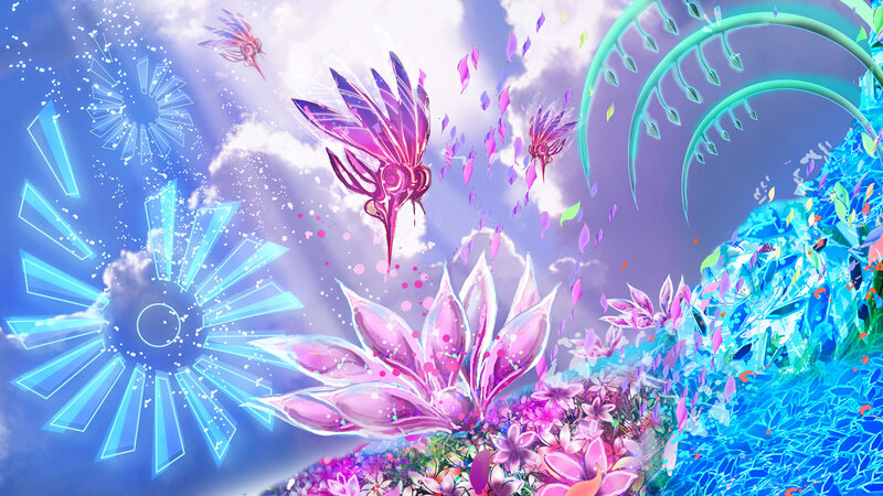 Purple and Blue Flowers — Pink