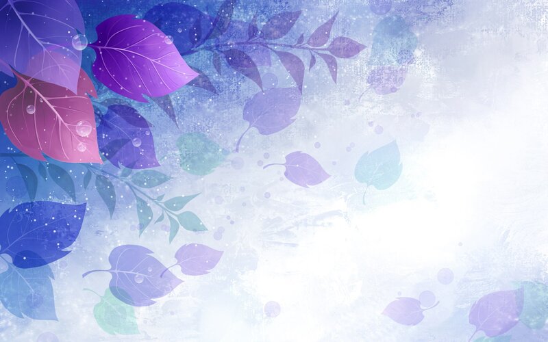 Purple and Blue Leaves — Serene, Digital Art, Bubbles