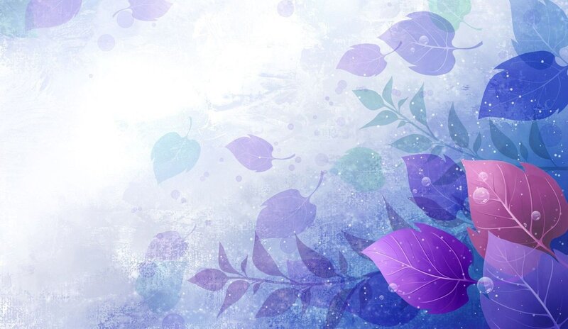 Purple and Blue Leaves — Serene, Digital Art