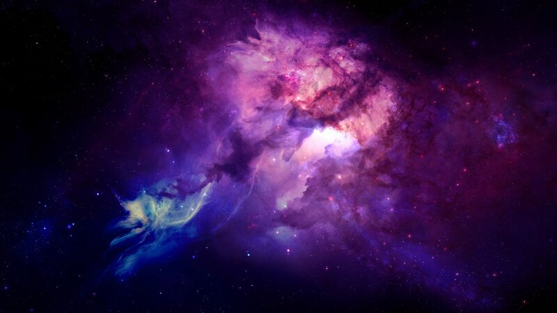 Purple and Blue Nebula — Cosmic, Digital Art, Stars, Gas Clouds, Space