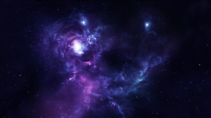 Purple and Blue Nebula — Cosmic, Night, Digital Art, Stars, Gas Clouds
