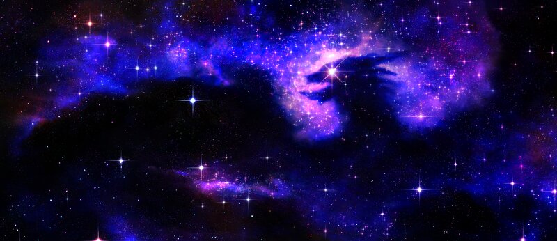 Purple and Blue Nebula — Dramatic, Night, Digital Art, Stars