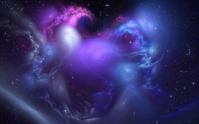 Purple and Blue Nebula — Ethereal, Night, Digital Art, Stars
