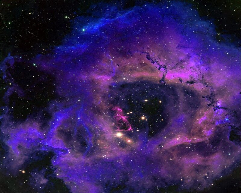 Purple and blue nebula in space