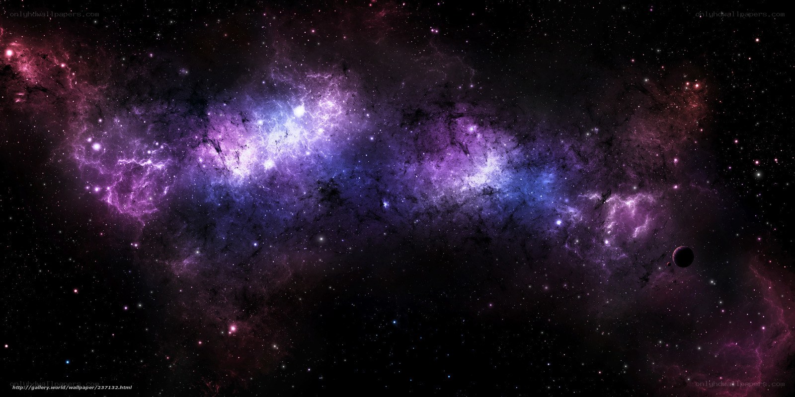 Purple and blue nebula in space