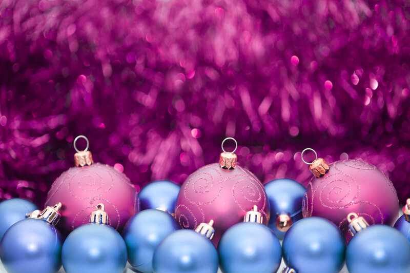 Purple and Blue Ornaments — Festive