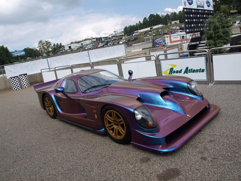 Purple and blue race car at Road Atlanta