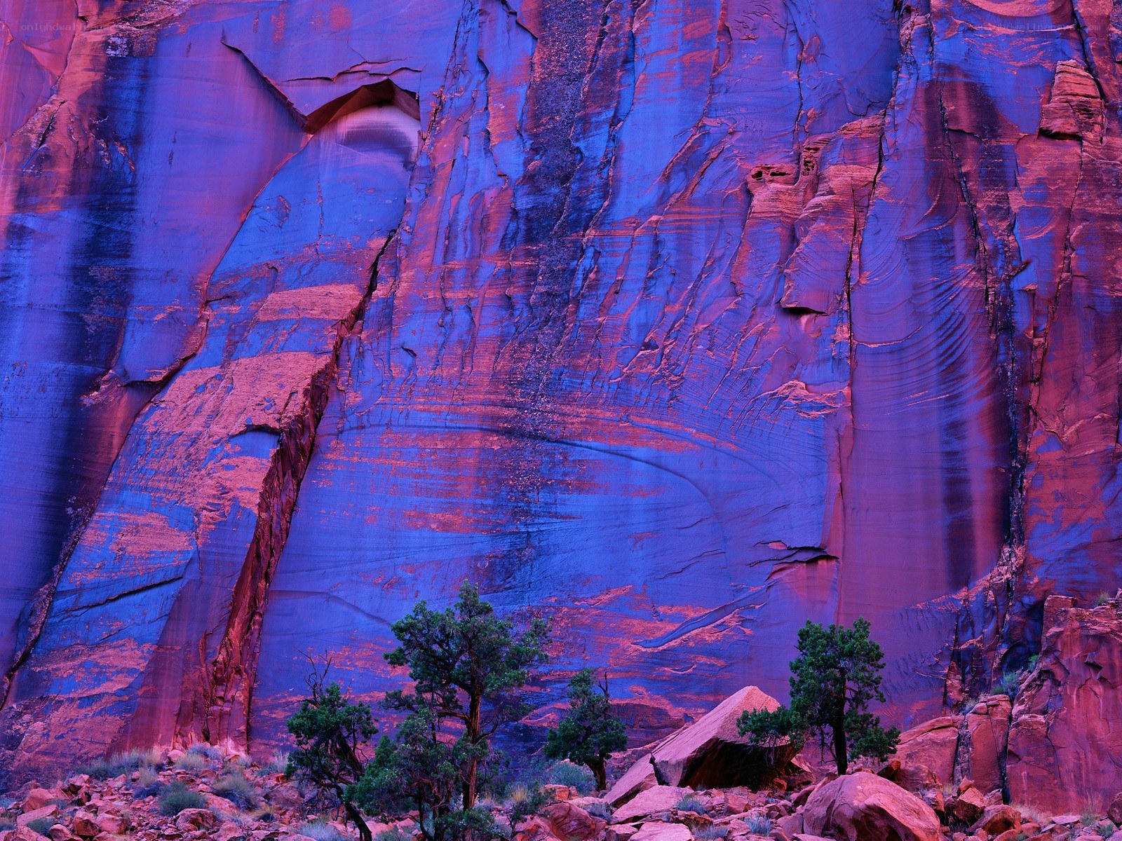 Purple and blue rock formation