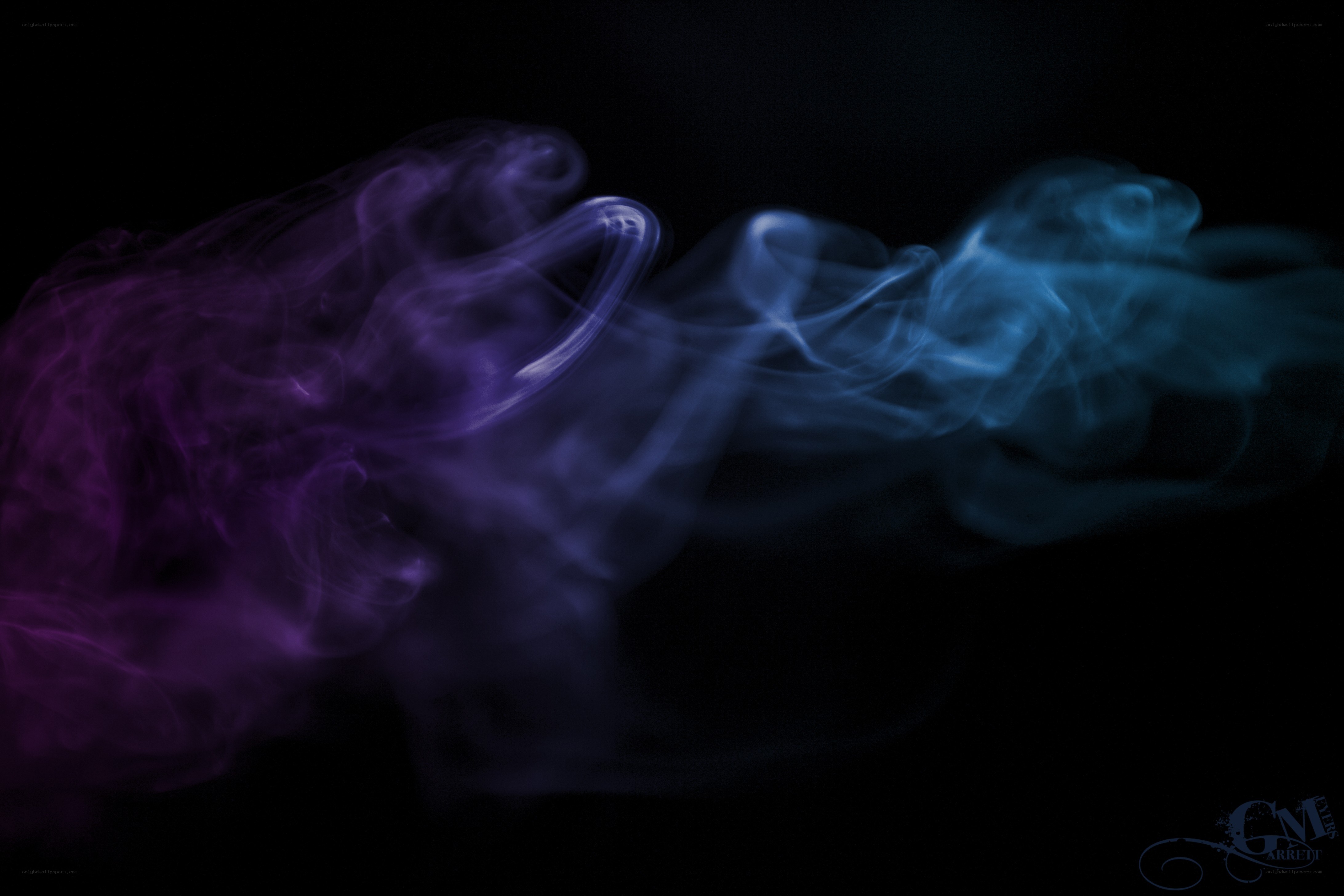 purple and blue smoke swirl