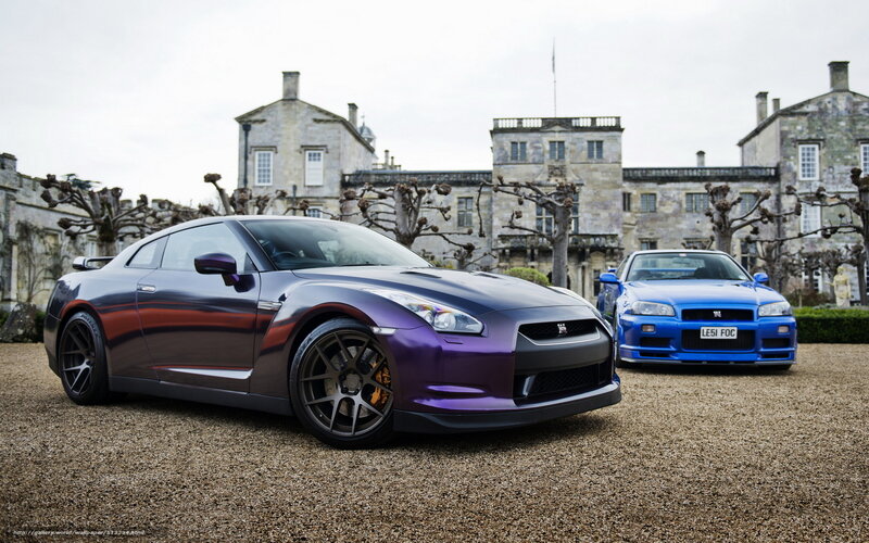 Purple and blue sports cars