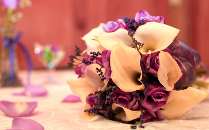 Purple and Cream Bouquet