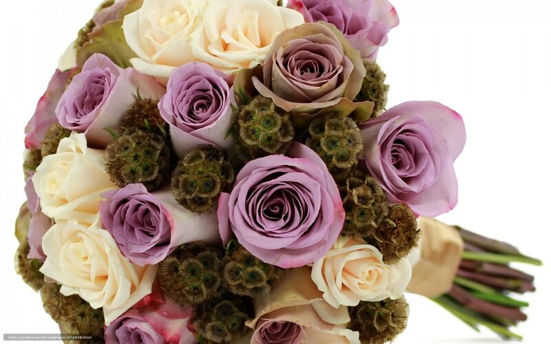 purple and cream rose bouquet