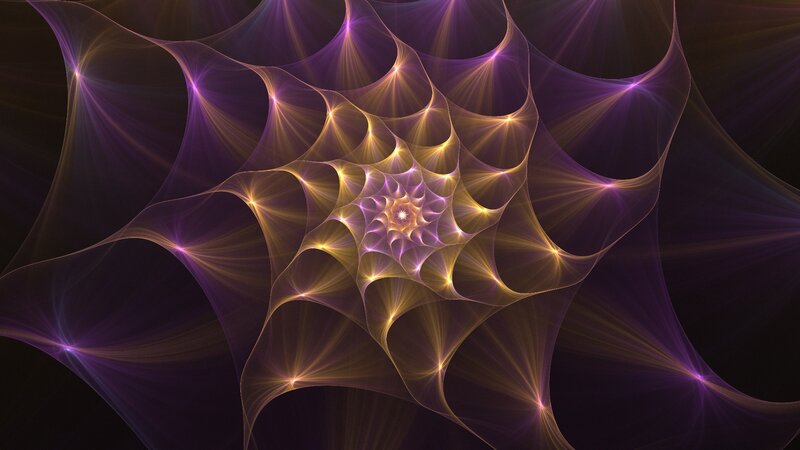 Purple and Gold Fractal Pattern — Hypnotic, Digital Art