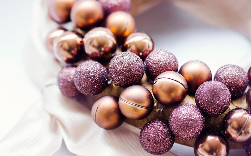 purple and gold ornaments