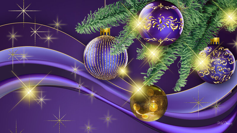 Purple and Gold Ornaments — Festive