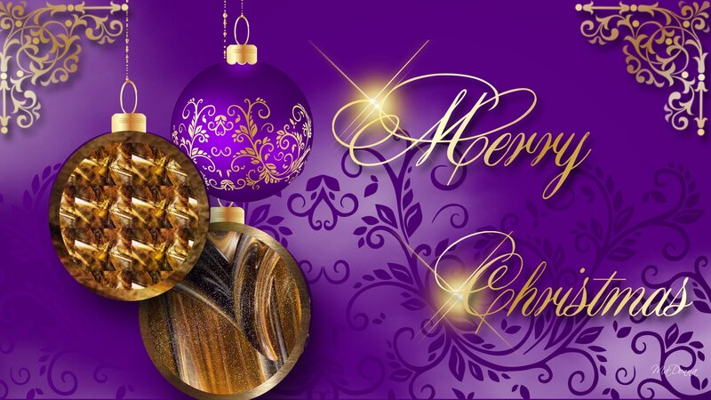 Purple and Gold Ornaments — Festive, Winter