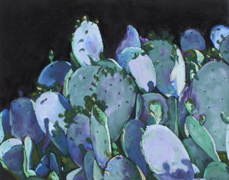 Purple and green cactus painting