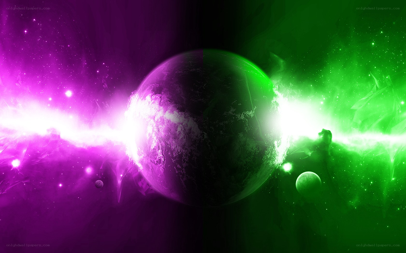 purple and green cosmic explosion