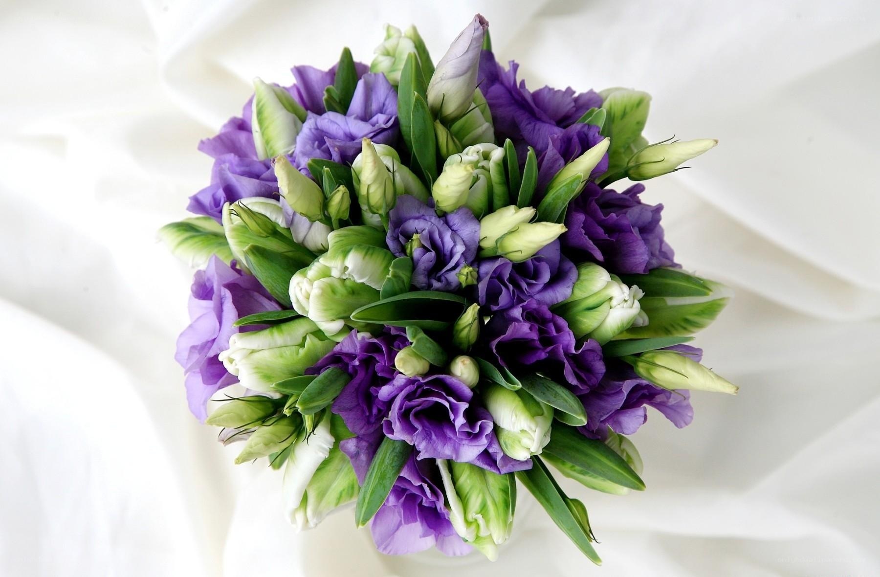 purple and green flower bouquet