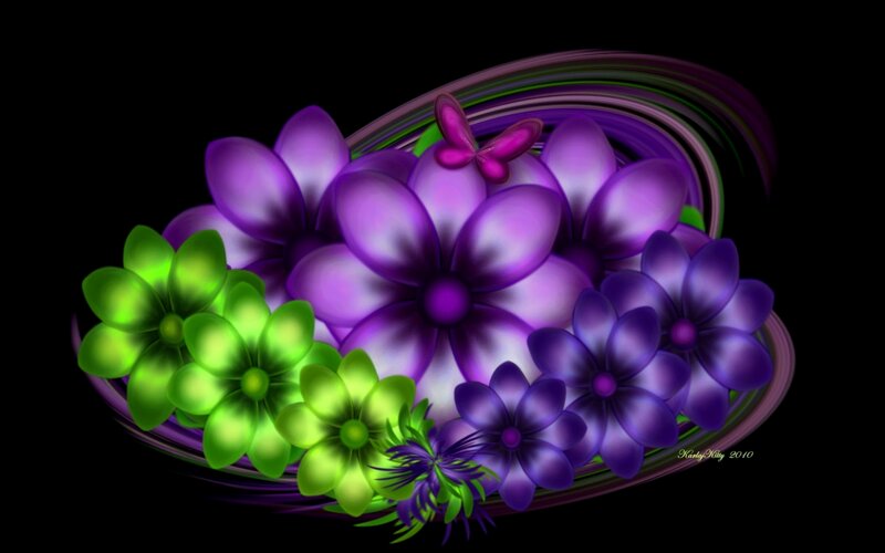 Purple and Green Flowers — Vibrant