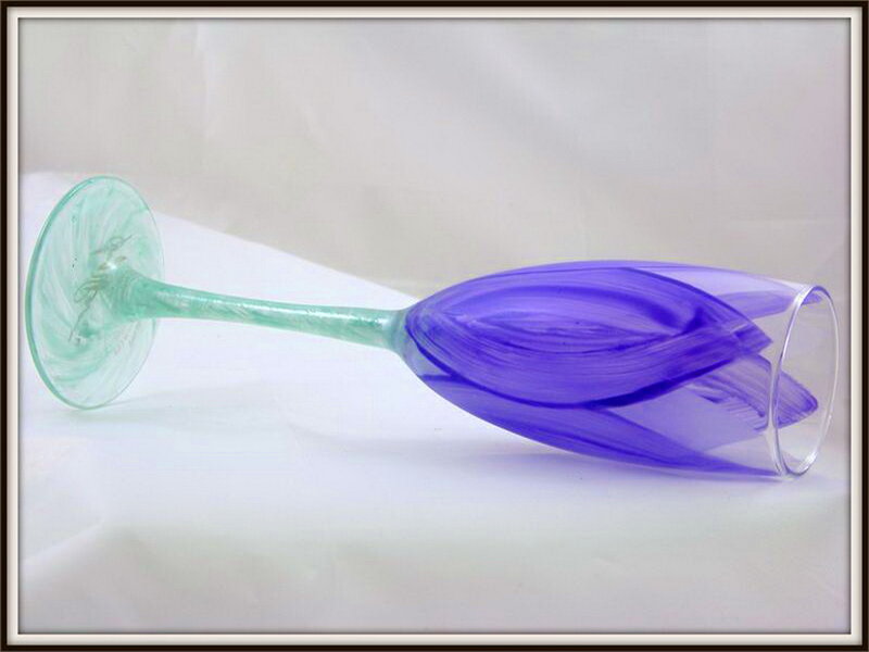 Purple and Green Glass Wine Glass