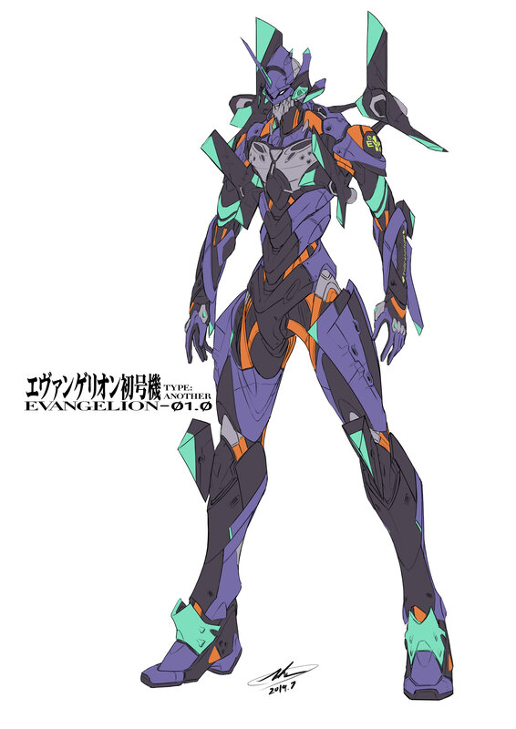 Purple and Green Mecha — Dramatic, Digital Art