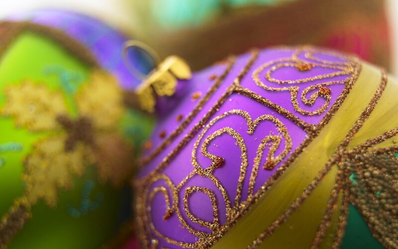 Purple and Green Ornaments