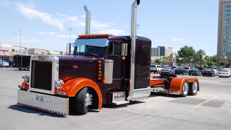 Purple and Orange Semi-truck