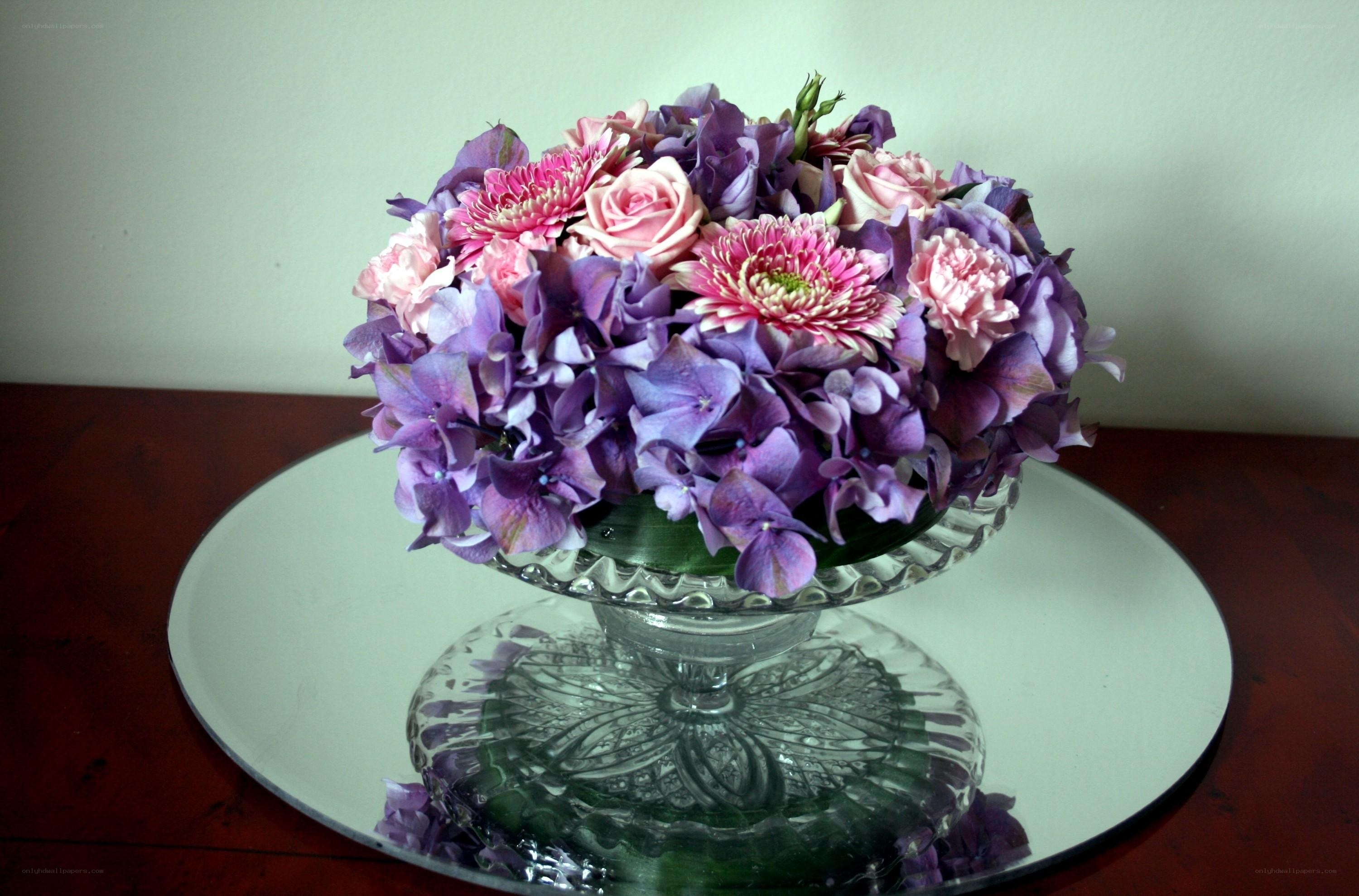 purple and pink flower arrangement