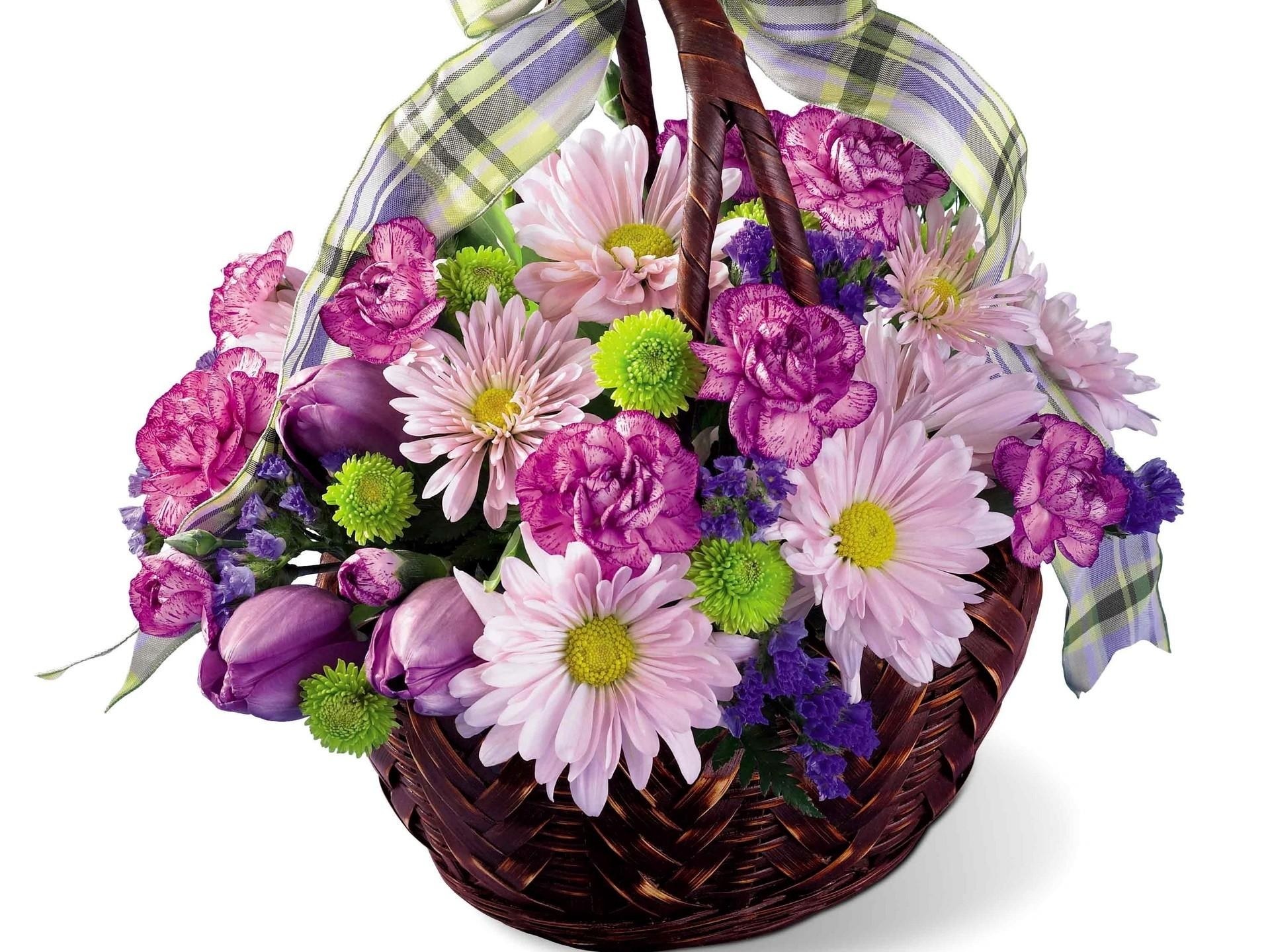 Purple and pink flower basket