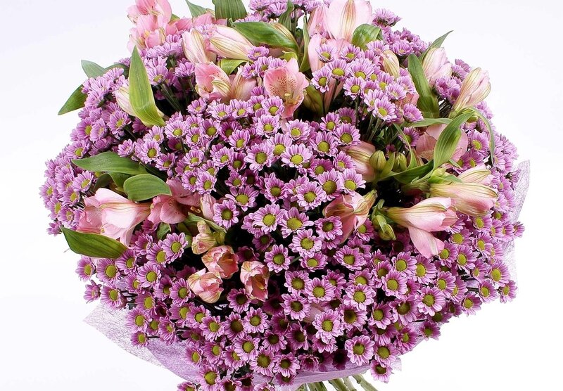 purple and pink flower bouquet