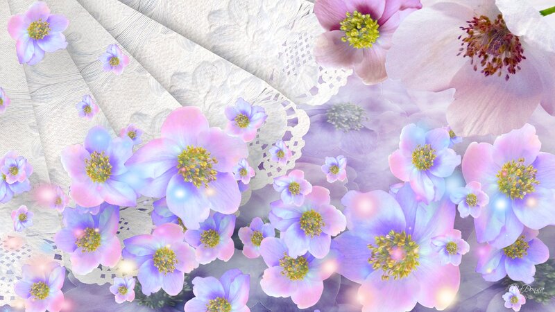 Purple and Pink Flowers — Dreamy, Digital Art