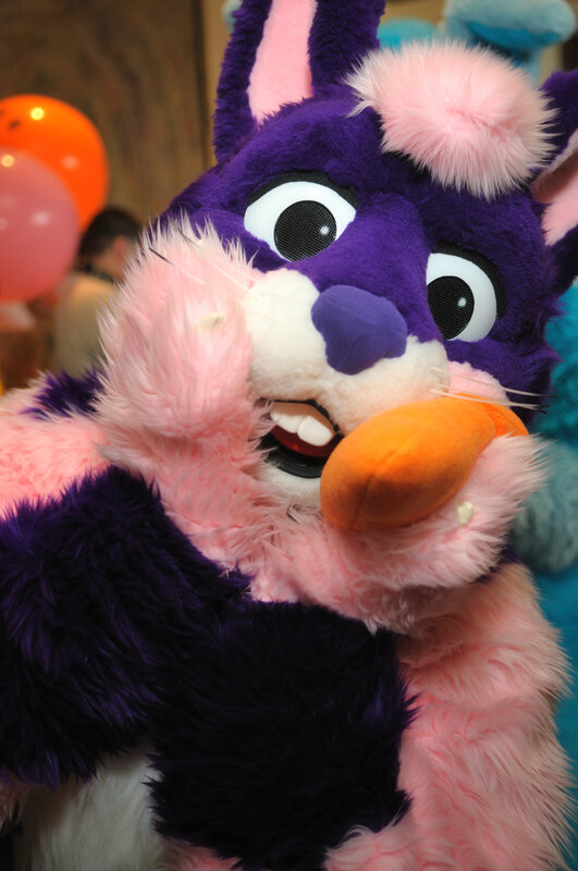 purple and pink fursuit character